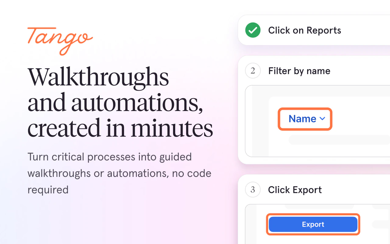 Tango process documentation interface in an official Chrome Web Store screenshot