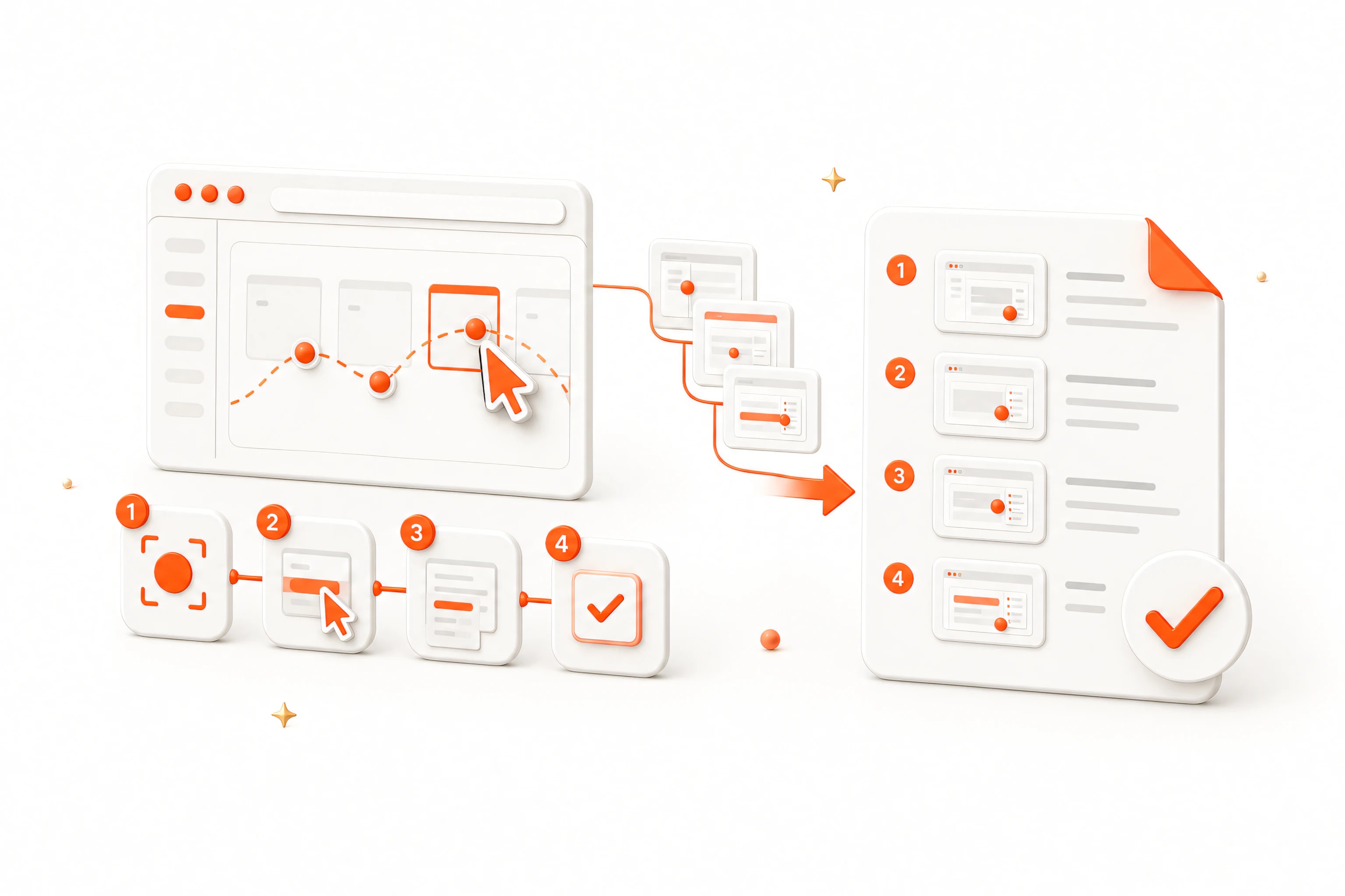 Recorded browser actions converted into a numbered standard operating procedure