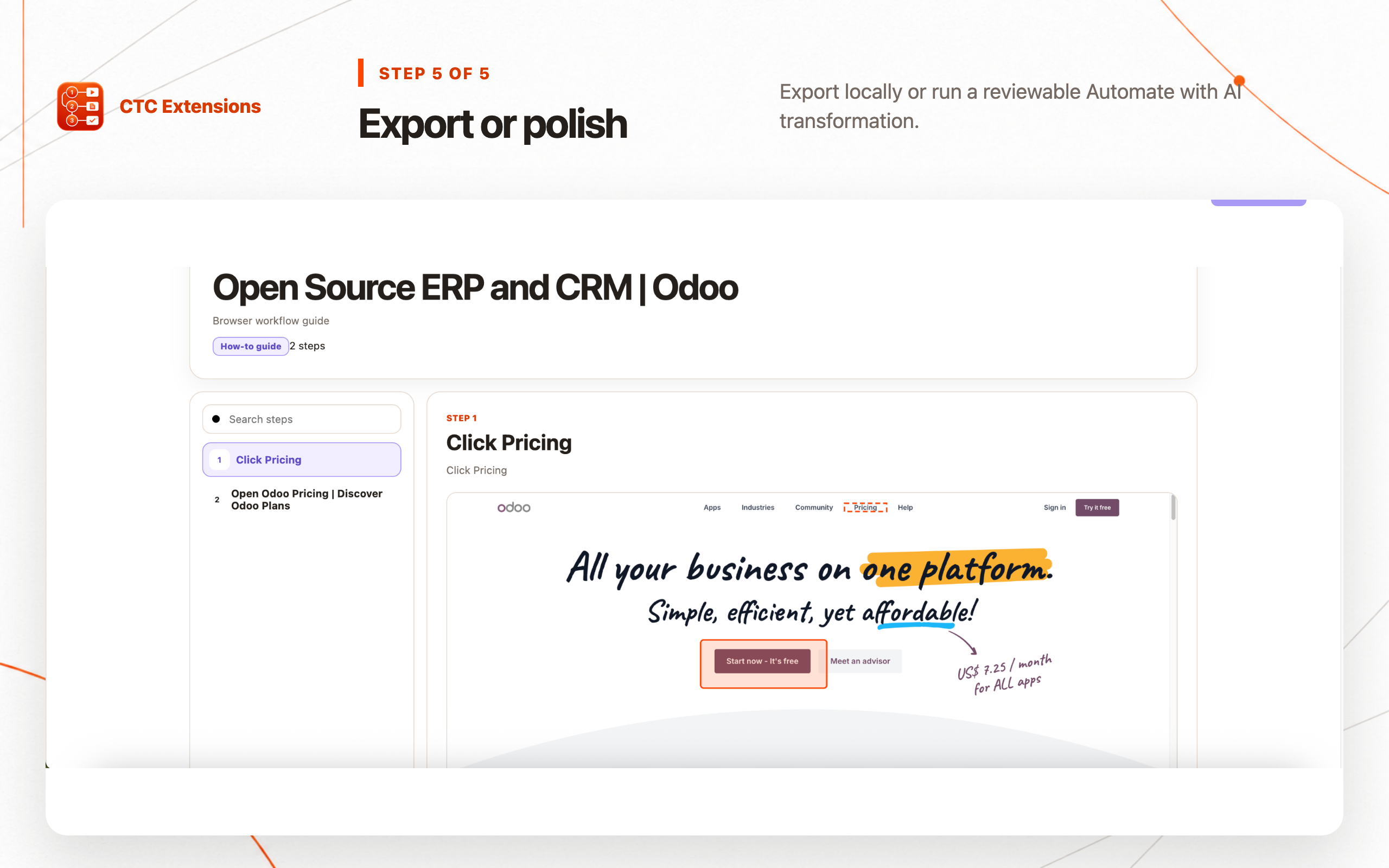 AI Workflow Recorder: SOP & Guide – CTC Steps: step 5, Export or polish