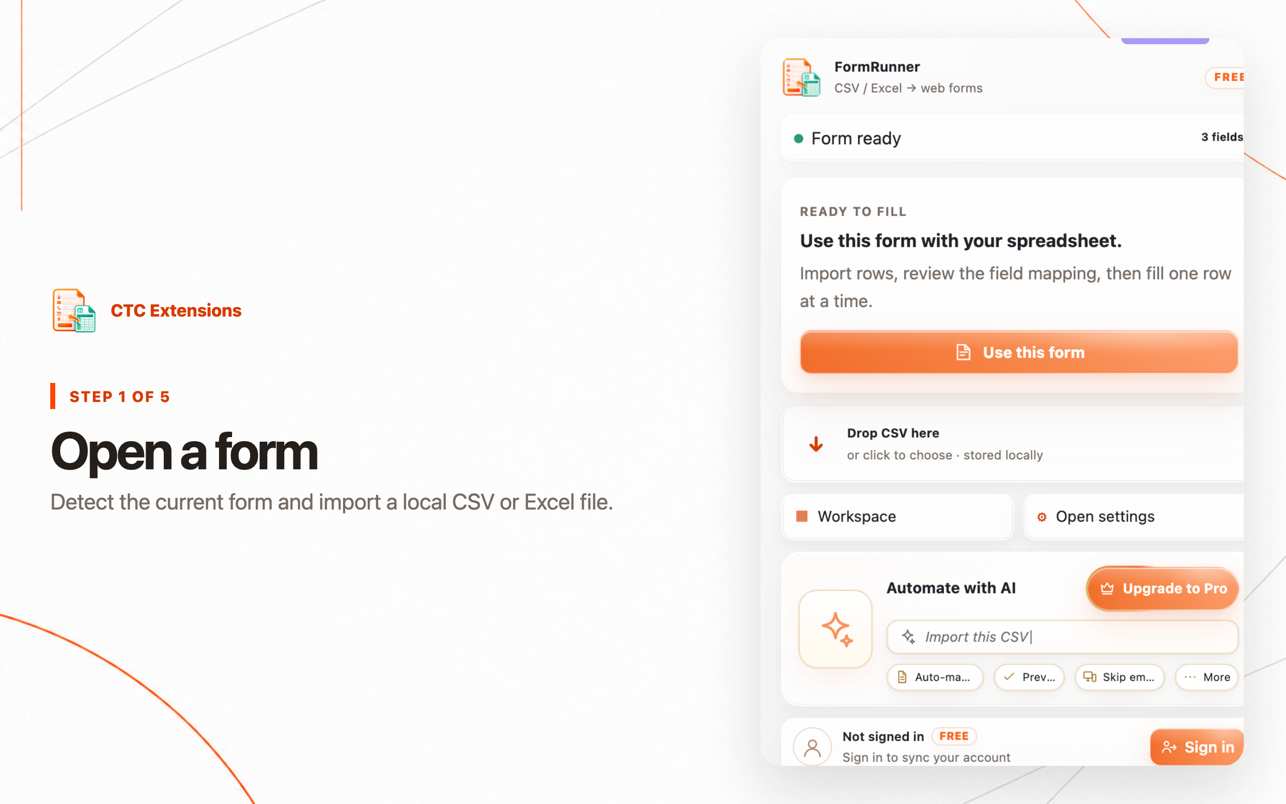 FormRunner: step 1, Open a form