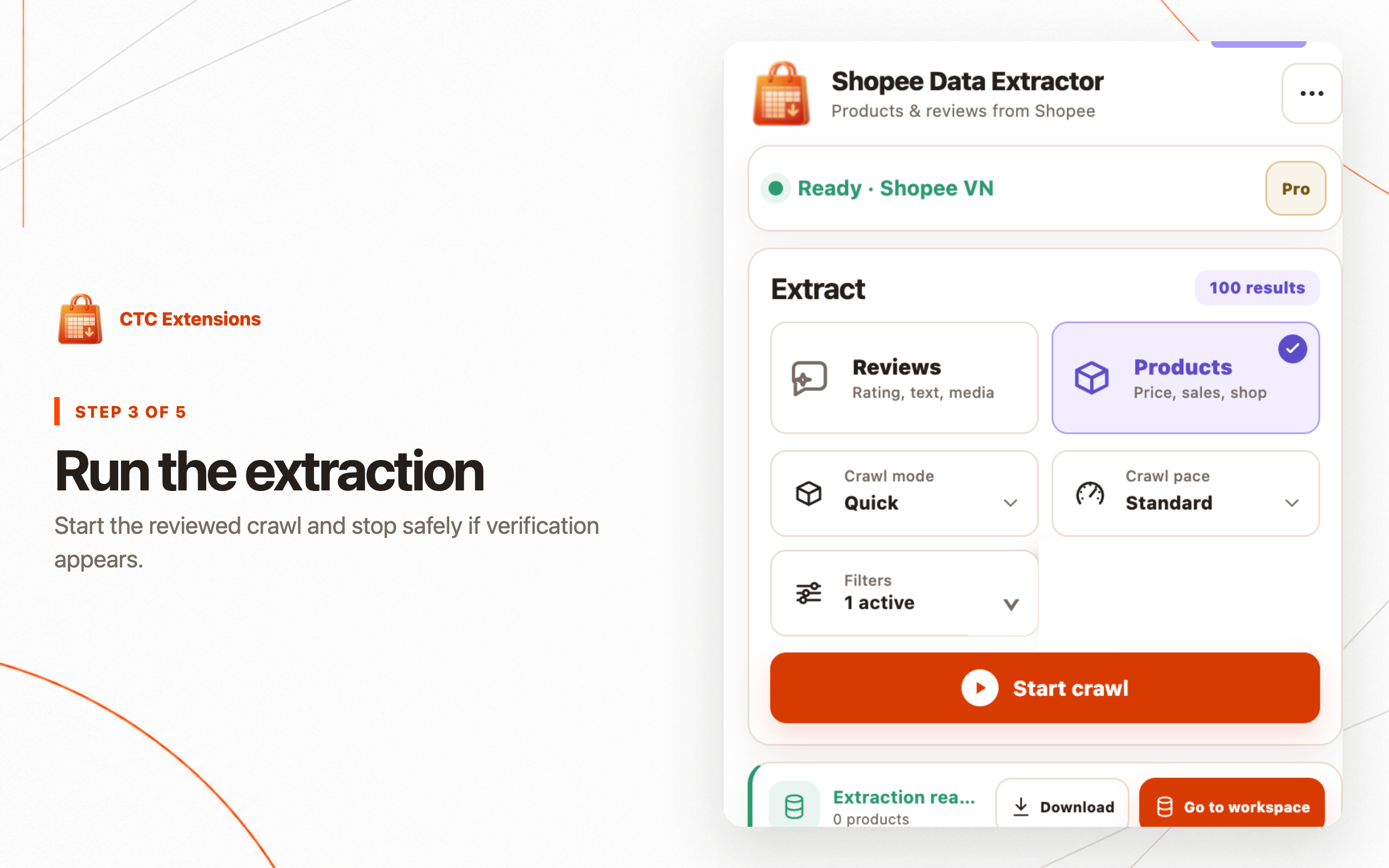 AI Shopee Data Extractor – CTC Shopee: step 3, Run the extraction