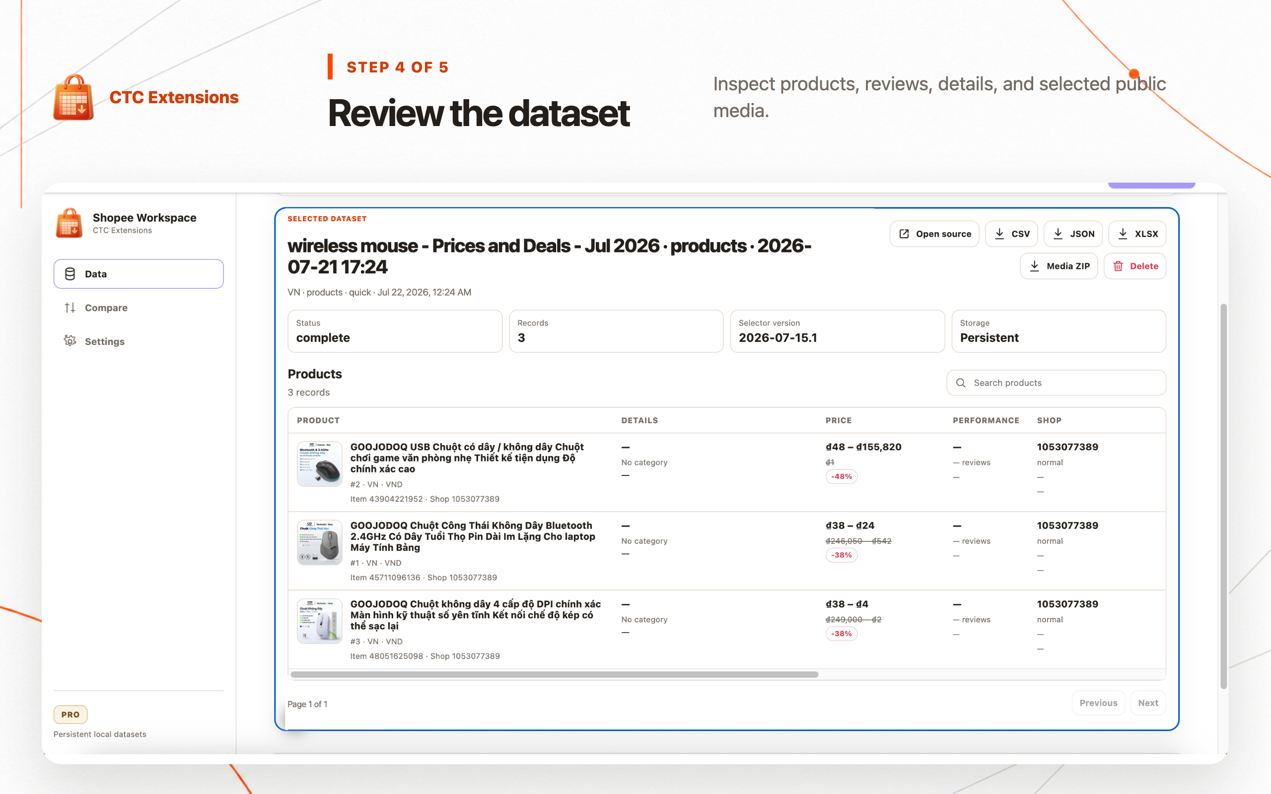 AI Shopee Data Extractor – CTC Shopee: step 4, Review the dataset